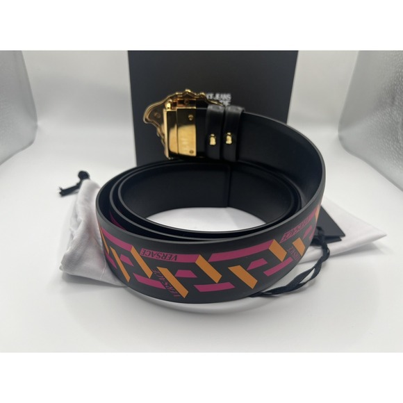 Versace Men's La Medusa La Greca Print Leather Belt Size 105 / US 42 New in BOX - Picture 4 of 5